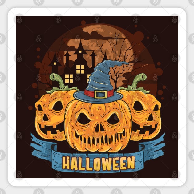 Halloween 3 Pumpkins Sticker by M2M